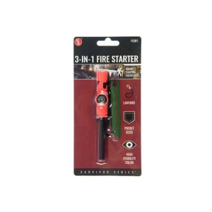 Sona Enterprises 3 In 1 Flint Starter Stricker Compass and Whistle