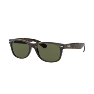 Ray-Ban New Wayfarer Classic Sunglasses with Gloss Tortoise Frame and Classic Green G-15 Lenses