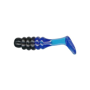 Charlie Brewers Slider 1 Inch Crappie Panfish Grub Black Blue Tail