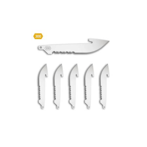 Outdoor Edge 3 Inch, 50 Percent Serrated Drop Point Blades, 6-Pack