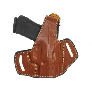 Brown / Right Premium OWB Leather Belt Holster Secure, Durable & Comfortable Fits Sig Sauer P365 FUSE - Myholster