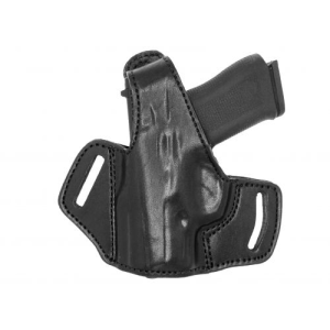 Akar Premium OWB Black / Left Handed Leather Belt Holster Fits Sig Sauer P365 FUSE - Myholster