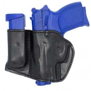 LEFT / BLACK Holster and Mag Pouch Combo - OWB Leather Belt Holster Fits Smith & Wesson CSX 9mm - Myholster