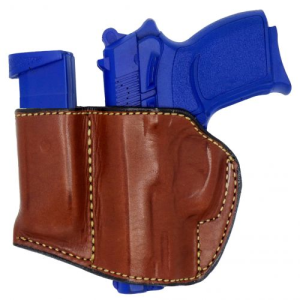Left / Brown Holster and Mag Pouch Combo - OWB Leather Belt Holster Fits Smith & Wesson CSX 9mm - Myholster