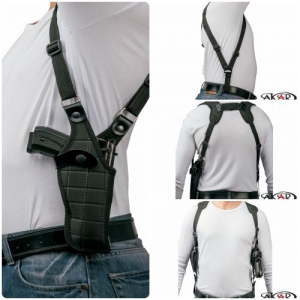 Vertical Carry Shoulder Holster Checkerboard Pattern Right-Handed Reinforced Thumb Break Compatible w/ For Glock 19 - Myholster