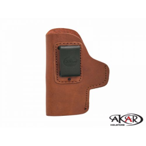 Brown IWB CCW leather Holster Left Hand Inside-the-Pants Clip-On Compatible with Glock 19 - Myholster