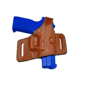 Brown OWB Quick Draw Leather Slide Holster with Thumb Break Premium Cowhide for Secure & Fast Access Fits Smith & Wesson - Myholster
