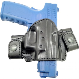 Black OWB Snap-On Leather Open Top Holster Compatible w/ Springfield Armory Hellcat OSP - Myholster