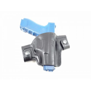 Black / MEDIUM OWB Snap-On Leather Open Top Holster Compatible w/ Tanfoglio FT-9 FS Sport - Myholster