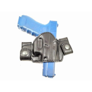 Black / SHORT OWB Snap-On Leather Open Top Holster Compatible w/ Tanfoglio FT-9 FS Sport - Myholster