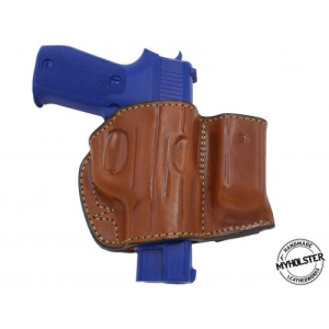 Brown Holster and Mag Pouch Combo - OWB Leather Belt Holster Fits Sig Sauer P226R DAK W/RAILS - Myholster