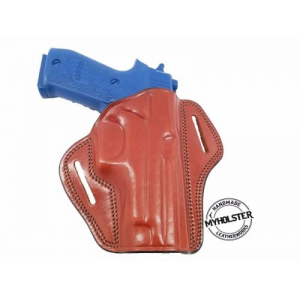 Brown OWB Open Top Concealable Leather Belt Holster Compatible W/ Sig Sauer P226R DAK W/RAILS - Myholster