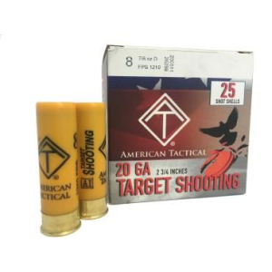 ATI 20 GA Target Load 2.75 inch Shotgun Shells - #8 7/8 oz. 1210 fps 1 Case (10 boxes/250rds) - American Tactical
