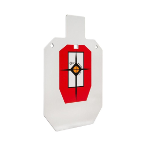 EZ-Aim Hardrock AR500 IPSC Silhouette Shooting Target, 9"W x 14.875H", White/Red/Black - The Allen Company