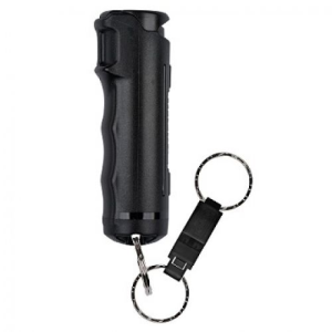 COPS Pepper Gel w/ Quick Release Whistle Keychain - Black - Sabre