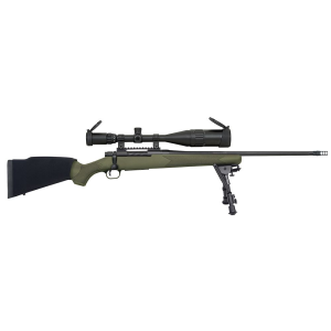 Mossberg 27924 Patriot Night Train 308 Win 5+1 22 in Threaded/Fluted Barrel w/Muzzle Brake, Matte Blued Metal, Picatinny Rail, Drop Box, Magazine, OD Green Synthetic Stock w/Adjustable Bipod, Includes 6-24x50mm Scope, Rifle