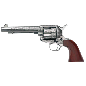 Taylors & Company 550927 1873 Cattleman 45 Colt (LC) Caliber with 5.50 in Barrel, 6rd Capacity Cylinder, Overall White Floral Engraved Finish Steel & Walnut Grip , Revolver