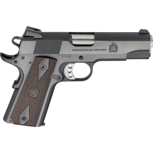 Springfield Armory PX9417 1911 Garrison 9mm Luger 9+1 4.25 Stainless Match Grade Barrel, Blued Serrated Carbon Steel Slide & Frame w/Beavertail, Thinline Wood Grip, 2 Mags/Case, Pistol