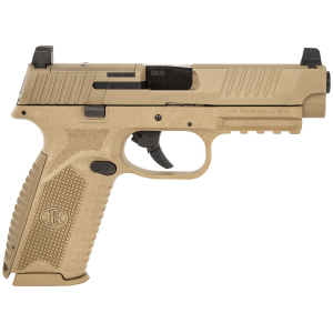 FN 66100722 509 MRD Full Size Frame 9mm Luger 17+1 4.50 Black Stainless Steel Barrel, Flat Dark Earth PVD Optic Cut/Serrated Stainless Steel Slide, Flat Dark Earth Poly Frame w/Pic Rail, FDE Textured Poly Grip, Ambi, Pistol