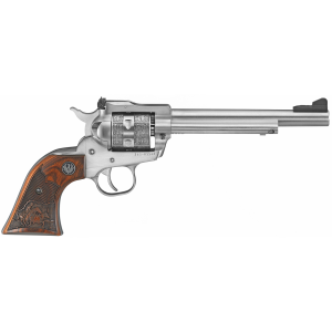 Ruger Single-Six Convertible, TALO Edition, Single Action, Revolver, 22LR/22 WMR, 6.5 in Barrel, Stainless Steel, Silver, Engraved Hardwood Grips, Adjustable Sights, 6 Rounds 00676