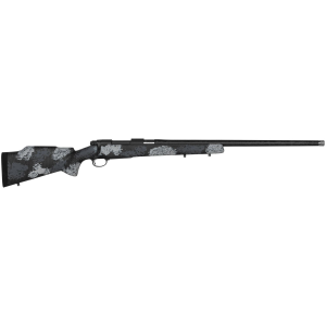 Nosler 44548 M48 Long-Range Carbon 6.5 Creedmoor 4+1 26 in Carbon Fiber Wrapped Barrel, Sniper Gray Cerakote Metal Finish, Elite Midnight Camo Manners MCS-T Elite Tac Stock, Rifle