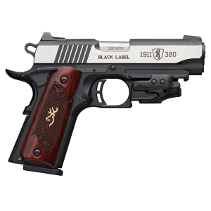Browning 051952492 1911-380 Black Label Medallion 380 ACP 4.25in 8+1 Black Stainless Steel Slide Rosewood with Integrated Gold Buck Mark Inlay Grip 3-Dot Sights Includes Crimson Trace Laser