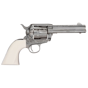 Taylors & Company 200058 1873 Cattleman Outlaw Legacy 357 Mag Caliber with 4.75 in Barrel, 6rd Capacity Cylinder, Overall Nickel Engraved Finish Steel & Ivory Synthetic Grip , Revolver
