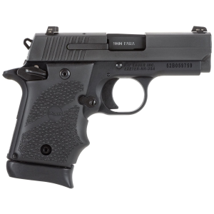 Sig Sauer 9389BRGAMBI P938 BRG Micro-Compact Frame 9mm Luger 7+1, 3 in Black Carbon Steel Barrel, Black Nitron Serrated Stainless Steel Slide, Black Hardcoat Anodized Aluminum w/Beavertail, Black Finger Grooved Rubber Grip, Manual Safety, Pistol