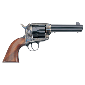 Taylors & Company 550887DE 1873 Cattleman New Model 45 Colt (LC) Caliber with 4.75 in Blued Finish Barrel, 6rd Capacity Blued Finish Cylinder, Color Case Hardened Finish Steel Frame, Walnut Navy Size Grip & Overall Taylor Polish , Revolver
