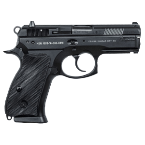 CZ-USA 91199 P-01 9mm Luger 15+1, 3.75 in Steel Barrel, Black Serrated Steel Slide, Black Polycoat Aluminum Frame w/Beavertail, Black Rubber Grip, Pistol