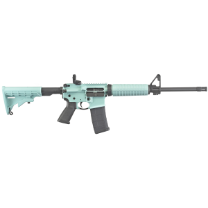 Ruger AR-556, TALO, Semi-automatic, AR, 223 Remington, 556NATO, 16.1 in, Turquoise, 6 Position Collapsible Stock, 30Rd, Adjustable Rear Sight 08517