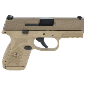 FN 66100819 509C Compact Frame 9mm Luger 10+1, 3.70 in Black Steel Barrel, FDE PVD Serrated Stainless Steel Slide & Polymer Frame w/Picatinny Rail, FDE Interchangeable Backstrap Grip, Pistol