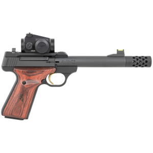 Browning 051580490 Buck Mark Hunter 22 LR 10+1 5.90 in Bull/Threaded/Muzzle Brake Barrel, Matte Black Serrated Steel Slide & Aluminum Frame Laminate Cocobolo Grips, Vortex Crossfire Red Dot, Pistol