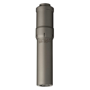 Nosler SR-30ALTI Suppressor, 30 Cal, 1.74 in, Gray, Aluminum/Titanium, 5/8 in 24 tpi Thread Pattern, 90622