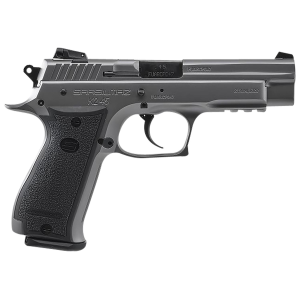 SAR USA K245ST10 K2 Full Size Frame 45 ACP 10+1, 4.70 in Black Crowned Steel Barrel, Stainless Steel Serrated Slide, Stainless Steel Frame w/Beavertail & Picatinny Rail, Black Polymer Grip, Manual Thumb Safety, Right Hand, Pistol