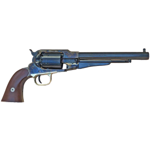 Cimarron Angel Eyes, Revolver, Single Action, 45 Long Colt w/ 44 Percussion Interchangeable Cylinder, 8 in Barrel, Blue w/ Case Color Frame/Engraved Top Strap, Walnut Grips, Fixed Sights, 6 Rounds ANGELEYES
