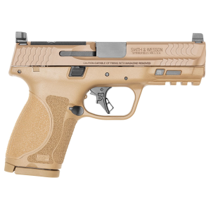 Smith & Wesson 13572 M&P M2.0 Compact 9mm Luger 15+1, 4 in Stainless Steel Barrel & Optic Cut/Serrated Stainless Steel Slide, FDE Polymer Frame w/Picatinny Rail, Pistol