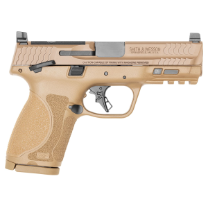 Smith & Wesson 13573 M&P M2.0 Compact 9mm Luger 15+1 4 in Stainless Steel Barrel & Optic Cut/Serrated Stainless Steel Slide, FDE Polymer Frame w/Picatinny Rail, Pistol