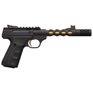 Browning 051573490 Buck Mark Plus Vision SR 22 LR 10+1 5.87 in Black Anodized/Gold Cerakote/SR/Threaded Barrel, Matte Black Serrated Steel/Optic Ready Slide & Aluminum Frame Black Ultragrip FX Grip, Pistol