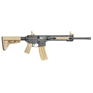 Smith & Wesson 10210 M&P 15-22 Sport 22 LR 25+1 16.50 in Carbon Steel Barrel, Black Metal Finish, Adjustable Magpul MOE SL FDE Stock, Magpul Folding MBUS Sights, Magpul M-Lok Mounting System, 2 Position Safety, Rifle