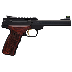 Browning 051533490 Buck Mark Plus 22 LR 10+1 5.50 in Slab Side Barrel Matte Black Serrated Steel/Optic Ready Slide & Aluminum Frame Rosewood Finger Grooved Ultragrip DX Grip, Pistol