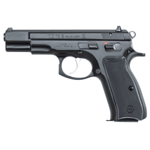 CZ-USA 01102 CZ 75 B *CA Compliant 9mm Luger 10+1 4.60 in Black Steel Barrel, Black Serrated Steel Slide, Black Polycoat Steel Frame w/Beavertail, Black Plastic Grip, Pistol