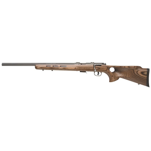 Savage Arms 96210 93R17 BTVLSS 17 HMR Caliber with 5+1 Capacity, 21 in Barrel, Satin Stainless Metal Finish & Fixed Thumbhole Natural Brown Stock Left Hand (Full Size), Rifle