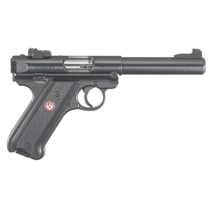 Ruger 40101 Mark IV Target 22 LR 10+1 5.50 in Blued Bull Barrel Blued. Blued Aluminum Frame, Receiver, Black Checkered Polymer Grip, Right Hand, Pistol