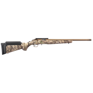 Ruger 8373 American Rimfire Full Size 22 WMR 9+1 18 in Bronze Cerakote Threaded Barrel, Bronze Picatinny Rail Steel Receiver, GoWild Camo I-M Brush Synthetic Fixed Stock, Right Hand, Rifle