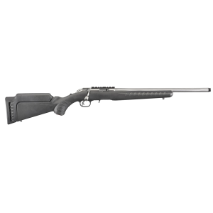 Ruger 8351 American Rimfire Full Size 22 LR 10+1 18 in Satin Stainless Threaded Barrel, Satin Stainless Scope Rail Receiver, Black Synthetic Adjustable Stock, Right Hand, Rifle