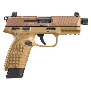 FN 66101006 502 Tactical 22 LR 10+1/15+1, 4.60 in Black Steel Threaded Barrel, FDE Optic Ready/Serrated Slide & Polymer Frame w/Picatinny Rail, FDE Textured Polymer Grip, Pistol