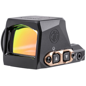 Sig Sauer Electro-Optics SORX1208 Romeo-X Black Anodized/Rose Gold 1x24mm 2 MOA Red Dot/32 MOA Circle Reticle, Fits Sig P365 Features MAGNETAC