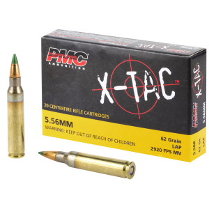 PMC XTAC, 556NATO, 62 Grain, LAP, 20 Round Box, Green Tip 5.56K