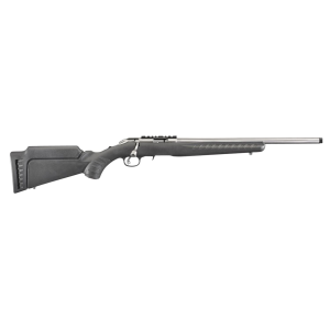 Ruger 8353 American Rimfire Full Size 17 HMR 9+1 18 in Satin Stainless Threaded Barrel, Satin Stainless Scope Rail Receiver, Black Synthetic Adjustable Stock, Right Hand, Rifle